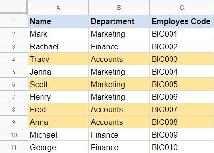 Cách lọc dữ liệu theo màu trong Google Sheets